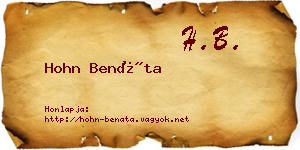 Hohn Benáta névjegykártya
